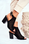Botki Damskie Ażurowe Peep Toe Czarne Paradise