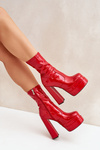 Lacquered Ankle Boots On Platform And High Heel Red Lotisha