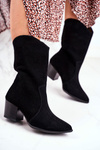 Women’s Boots On High Heel Nubuck Leather Light Black Nicole 2580