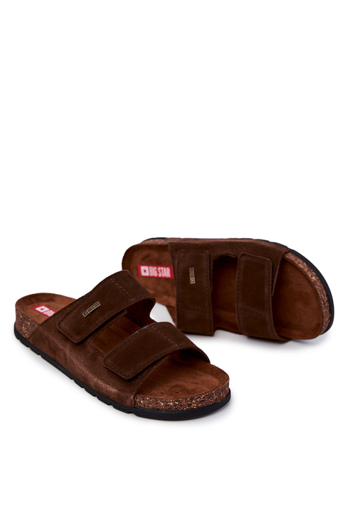 Men's Velcro flip-flops Big Star JJ176002 Brown