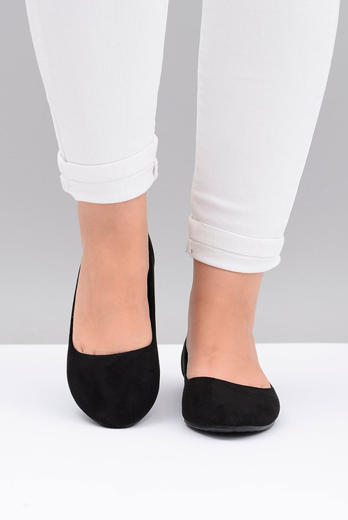 Czarne Damskie Balerinki Zamsz Buenos