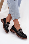 Suede Women's Loafers with Decoration D&A MR52-176 Black