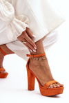 Comfortable suede sandals with high heel orange Essence
