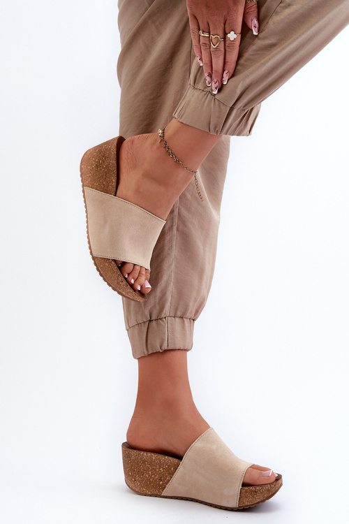 Zazoo 40311 Suede Women's Wedge Sandals in Beige