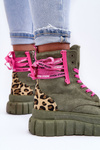 Women's Suede Boots on a Platform Green Raftera