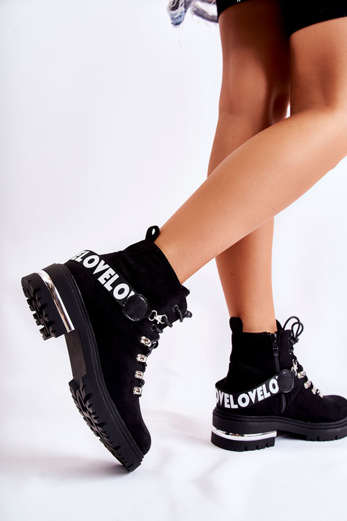 Suede Warm Boots With A Belt Black Aurelio