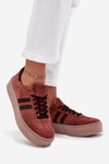 Sneakersy Zamszowe Na Platformie Brązowe Zazoo N1068S2