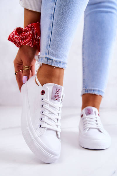 Trampki Damskie Wiązane Białe Cross Jeans JJ2R4017C