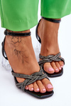 Leather Sandals On A Transparent Bar Black Randy