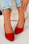 Classic Women's Pumps On A Block Heel Suede Red Eleanor