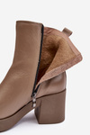 Leather Boots with Massive Heel and Zippers Dark Beige Lemar Littosa