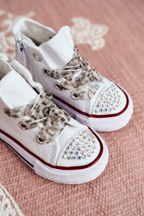 Kids Sneakers With Zircons White Smile