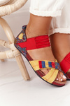 Leather Sandals With Drawstring Maciejka 03375 Red-Yellow