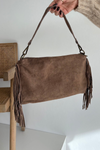 Leather Suede Bag with Fringes Brown Jessira