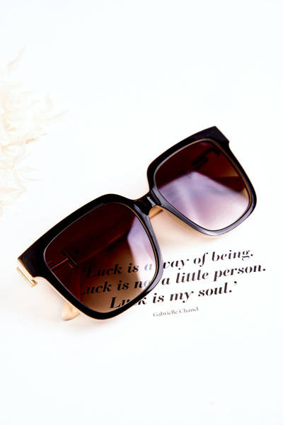 Okulary Przeciwsłoneczne Damskie Czarno-Beżowe V120026