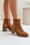 Heeled Boots Eco Suede Insulated With Zip Camel Lerallea