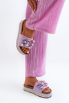 Women's Platform Slides with Decorations S.Barski HY077 Purple
