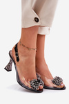 Transparent High Heels With Crystals Vinceza 70116 Black