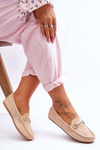 Classic Suede Loafers With Embellishment Beige Amera