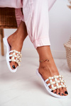 Women's Rubber Pearls White Slippers Estelle