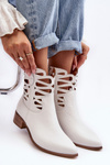 Women's Leather Lace-up Boots White Lewski 3329