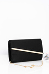 Women's Suede Clutch Bag on a Gold Chain Black