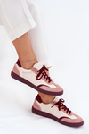 Damskie Sneakersy Niskie Skóra Naturalna Różowe Zazoo N1202