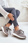 Damskie Zamszowe Sneakersy Grube Sznurowanie Szare Artiker 54C1465 
