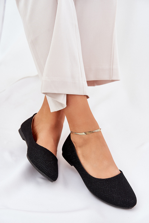 Women's Flat Ballet Shoes With Glitter Black Tatorelis