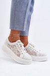 Lace Women's Sneakers On Platform S.Barski HY51-059 White