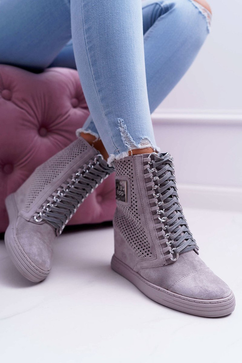Women's Lu Boo Openwork Suede Grey Clamma Sneakers