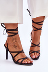 Women's Tied Sandals On A High Heel Black Meya