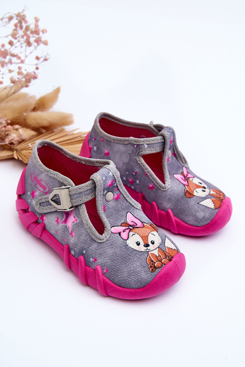 Buty Papcie Befado Wiewiórki 110P467 Szaro-Różowe