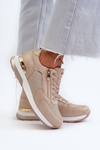 Women's Sneakers with Sequins and Zipper INBLU IN000365 Beige