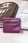Card Holder With Golden Keychain Eco Leather Purple Iritinme