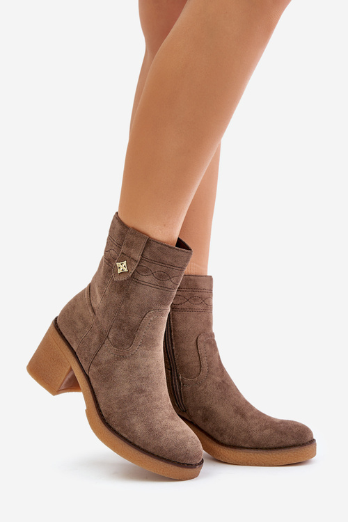 Warm Women's Heeled Ankle Boots Brown Vailia