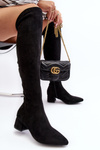 Women's Knee-High Boots On Low Heel Black Maidna