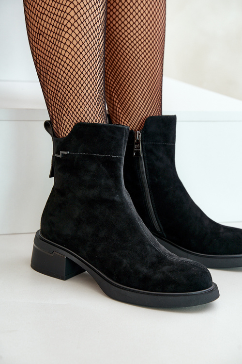 Botki Damskie Zamszowe Ocieplane Na Zamek Vinceza 66696 Czarne