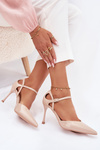 Patent leather heels with strap beige Tarilin