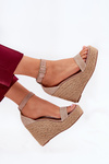 Wedge Sandals For Women With Braiding Khaki Adelio