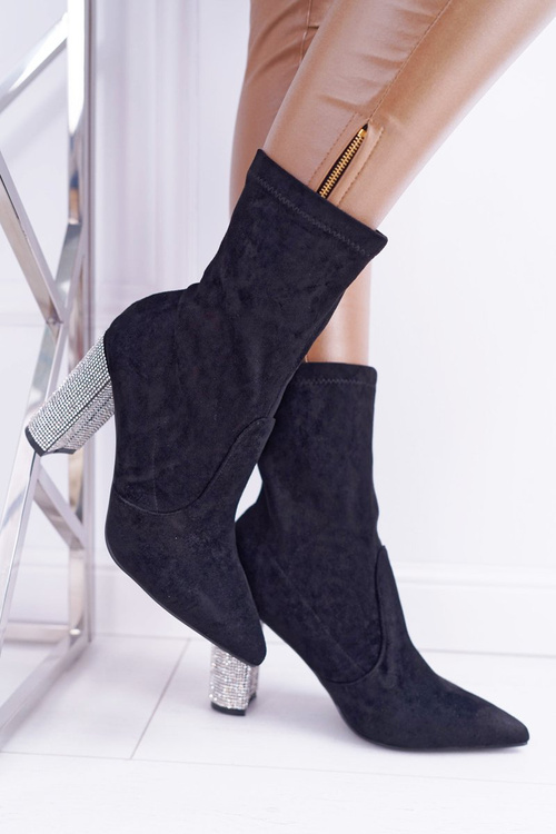 Women's Black Stiletto Boots Suede Hendo