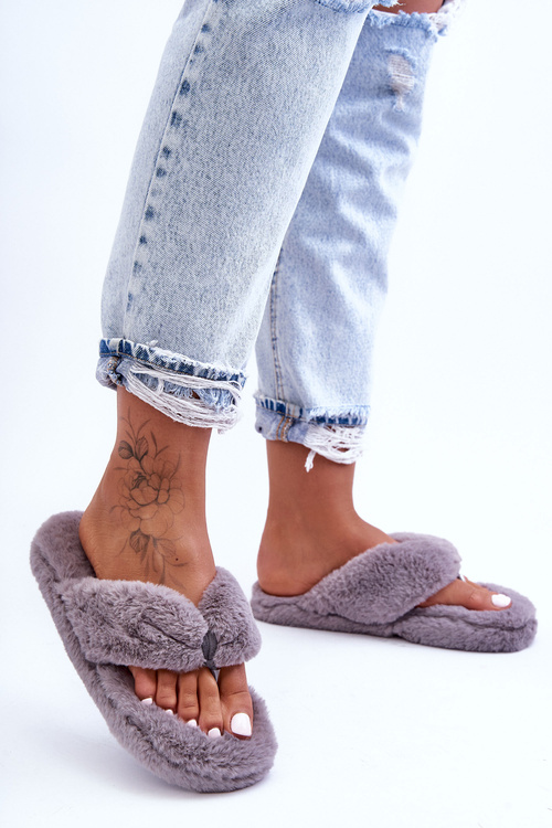 Women's Furry Slippers Papcie Gray Elma