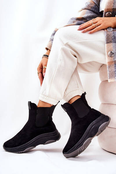 Platform Boots Suede Black Nicci