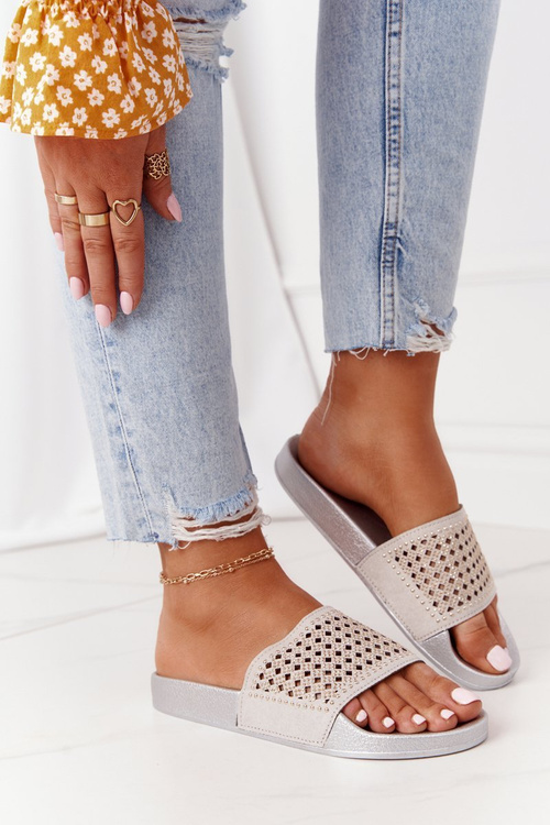 Women's Rubber Slippers With Sequins Grey Tonya