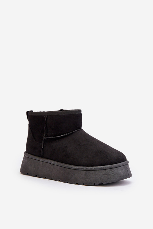 Low Women Snow Boots On Platform Insulated With Fur Black Saldren