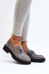 Women's Grey Faux Leather Moccasins Ledda