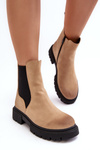 Women's Lined Ankle Boots with Zipper Beige Vesta