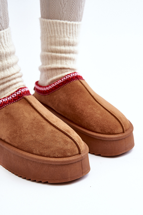 Slippers On Thick Sole In Brown Eco Suede Sylva