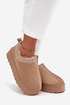 Low Women's Snow Boots With Embroidery On Platform Beige Taliah