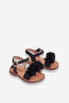 Fashionable Children's Sandals With Flowers Black Poly